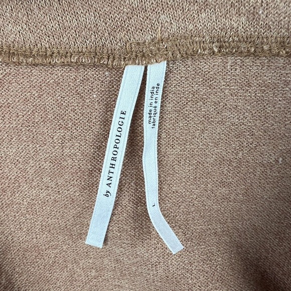Anthropologie Womens Sweater Large Tan Neutral Long Sleeve Surplice Faux Wrap - Picture 6 of 10